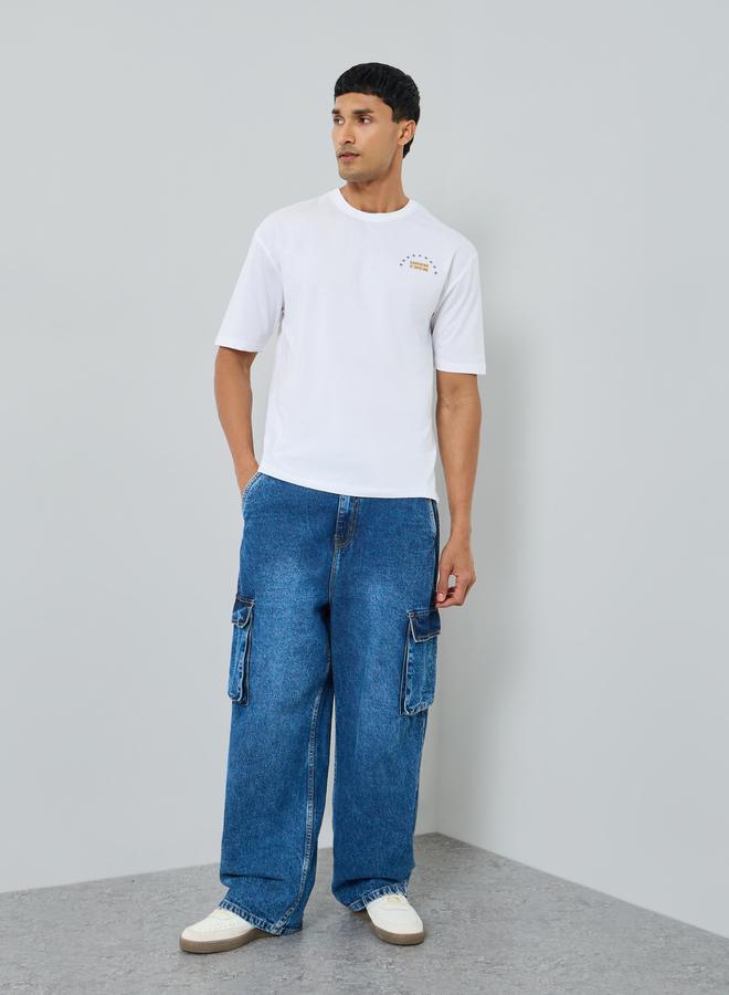 Styli Men White Graphic Print Oversized T-Shirt - Image 1